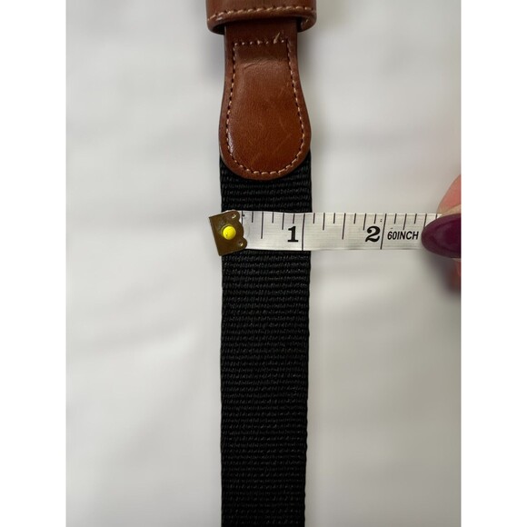 Vintage Women's Coach Brown Leather & Black Stretch Fabric Belt Size 38” 95cm - Picture 5 of 8